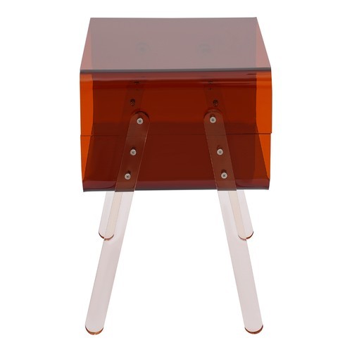 Acrylic Side Table Brown Double Shelf Open Storage End Table For Living Room