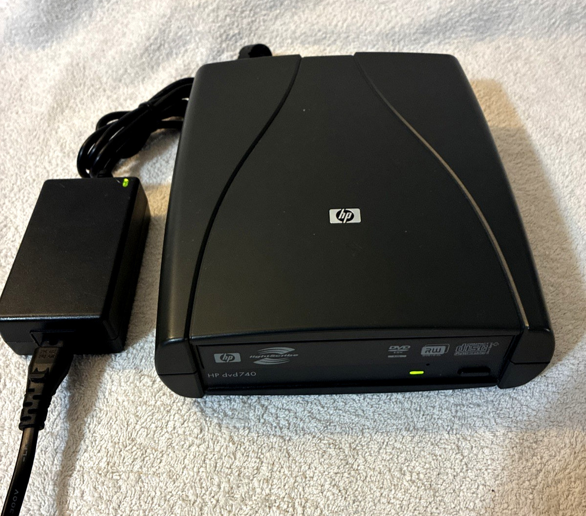 HP DVD-740 External DVD CD RW Writer LightScribe w/ Charger Very Good!