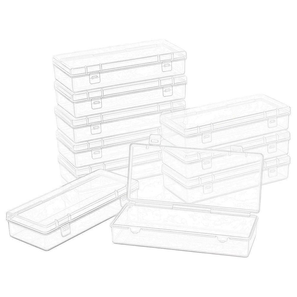 LJY 10 Pieces Rectangular Empty Mini Clear 6.1 x 2.6 x 1.2 inch, Transparent
