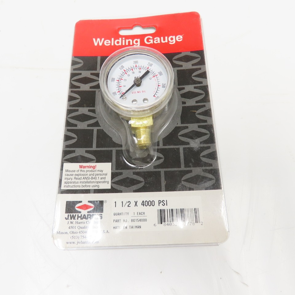 JW Harris BG154000 1-1/2" x 4000PSI Bottom Port Welding Gauge Brass