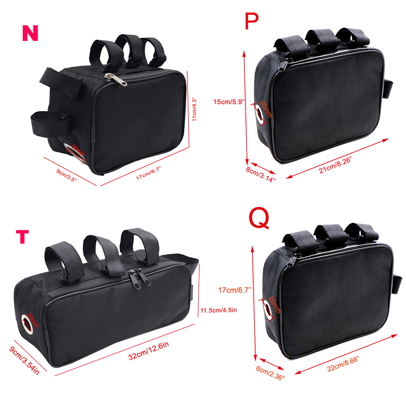 23 size Bicycle Bike Tube Frame Pack Bag Case Battery front Storage MTB Ebike