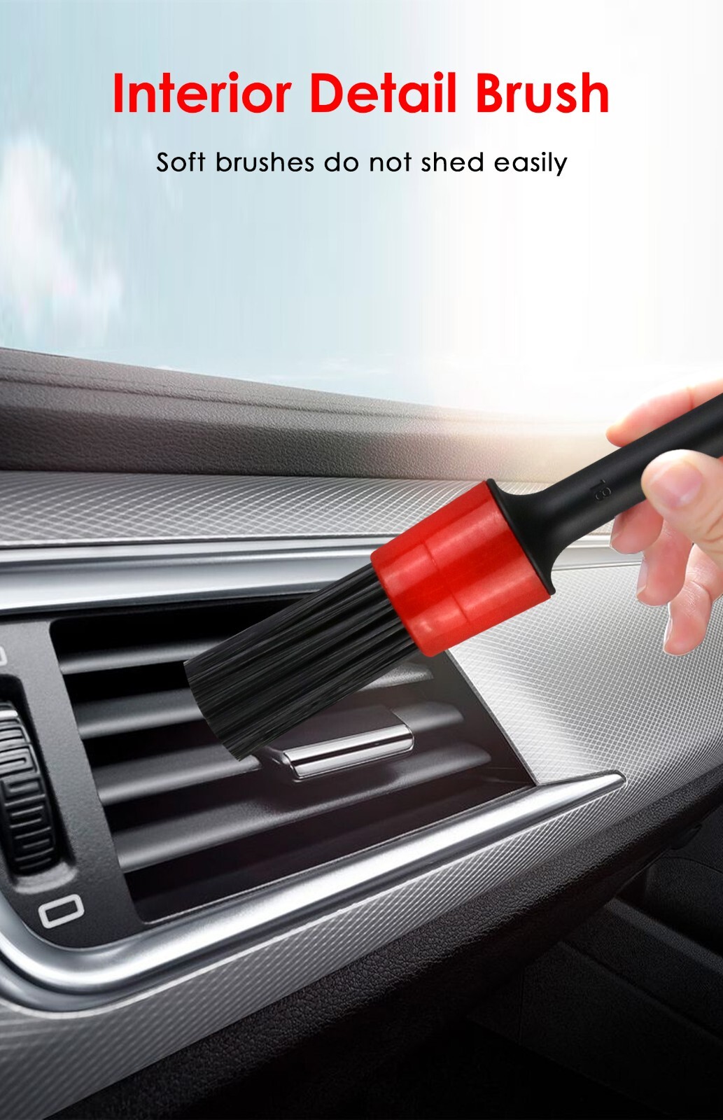 5X Car Detailing Brush Kit Boar Hair Vehicle Auto Interior For Wheel Clean Sets