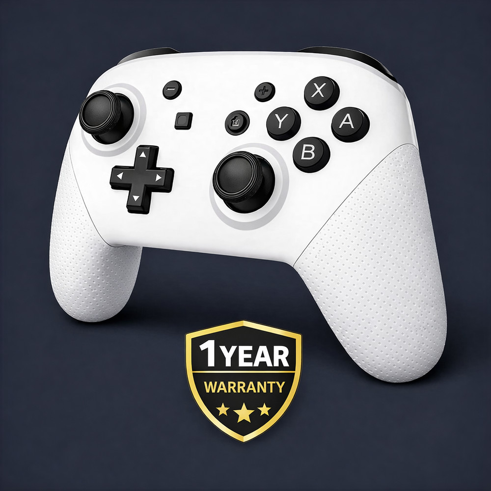 Arctic White Bluetooth Pro Controller For Nintendo Switch 1+2 OLED Lite Wireless