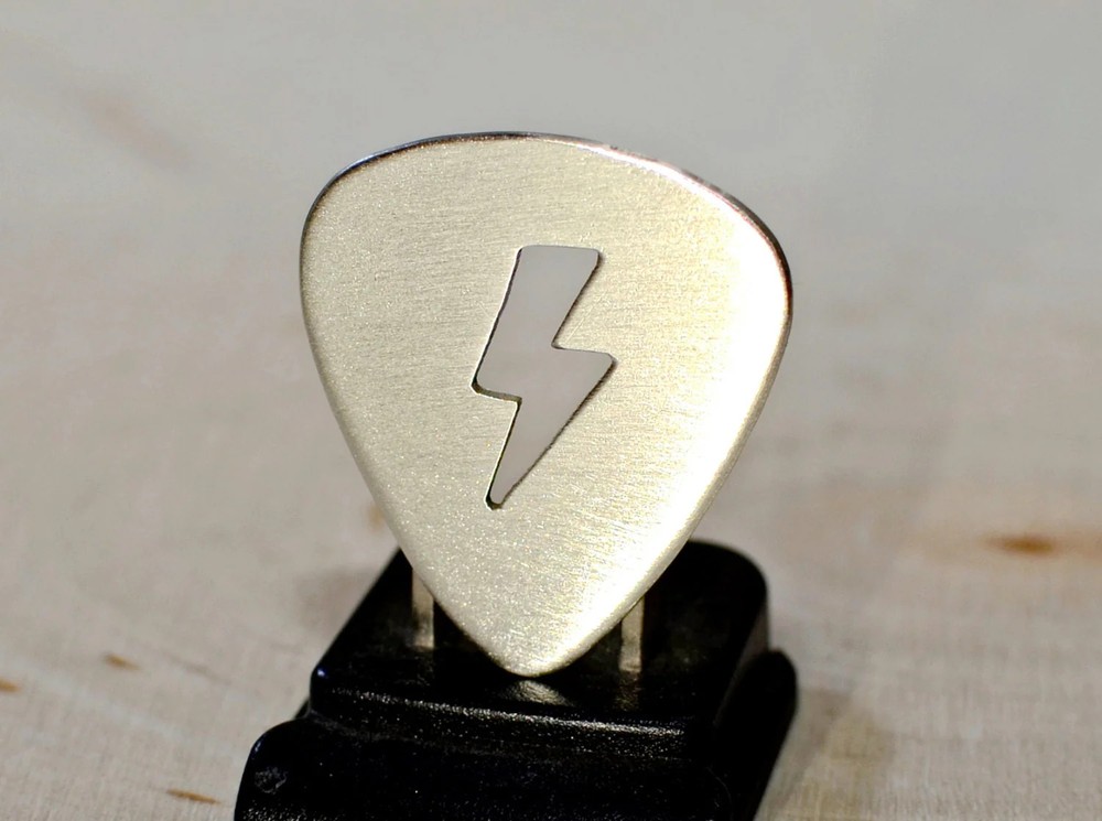 Electric lightening bolt sterling silver guitar pick