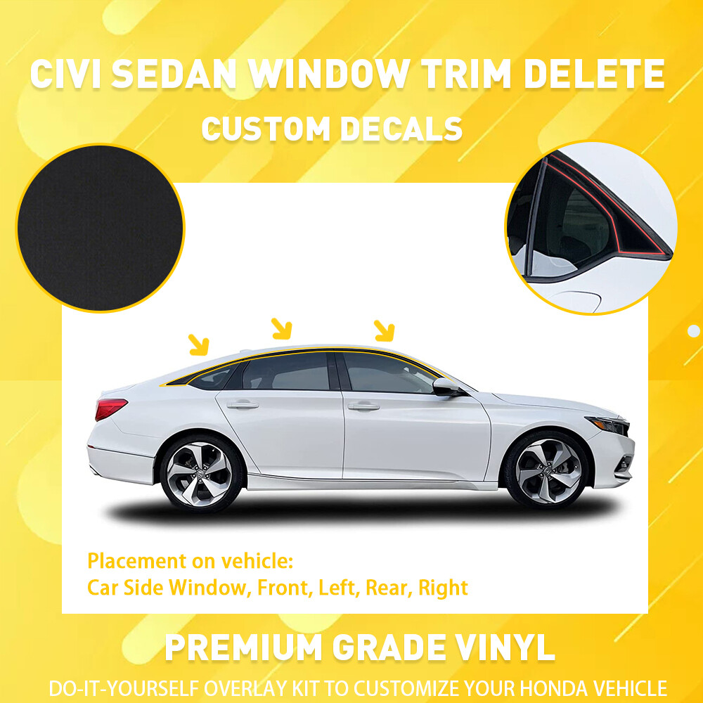 6x Chrome Delete Blackout Window Trims For Honda Accord 2018-2020 - Glossy Black