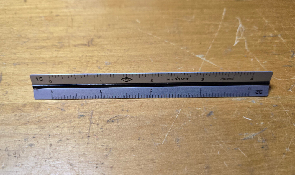 Alvin - 30ATS - Mini Aluminum Architect Triangular Scale Ruler - NEW