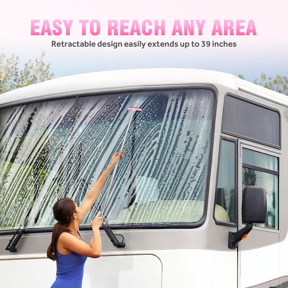 39" Extendable Window Squeegee Cleaner, 2 in 1 Shower Squeegee w/ Extension Pole