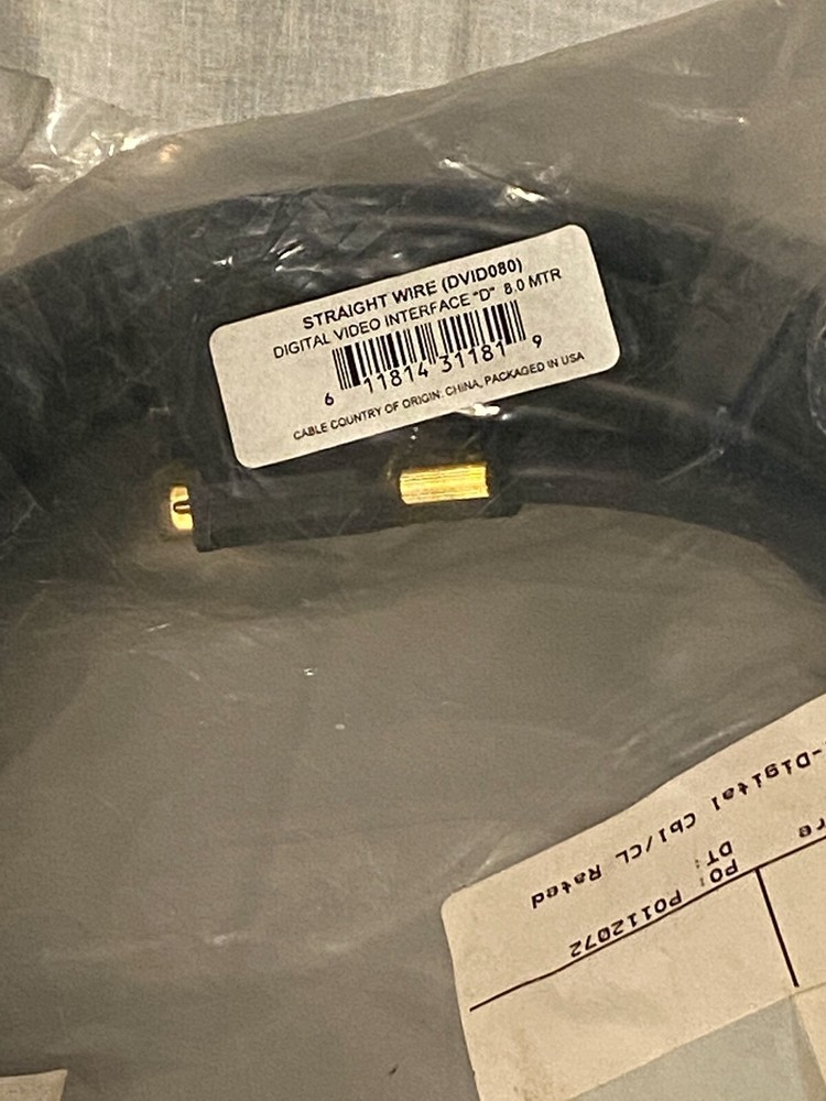 Straight Wire Digital Video Interface "D" DVID080 8 Meter Cable NEW in Package