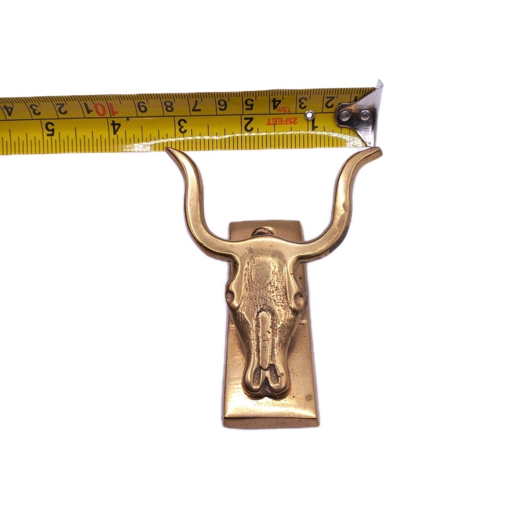 Vintage Long Horn Steer Solid Brass Letter Note Holder Clip