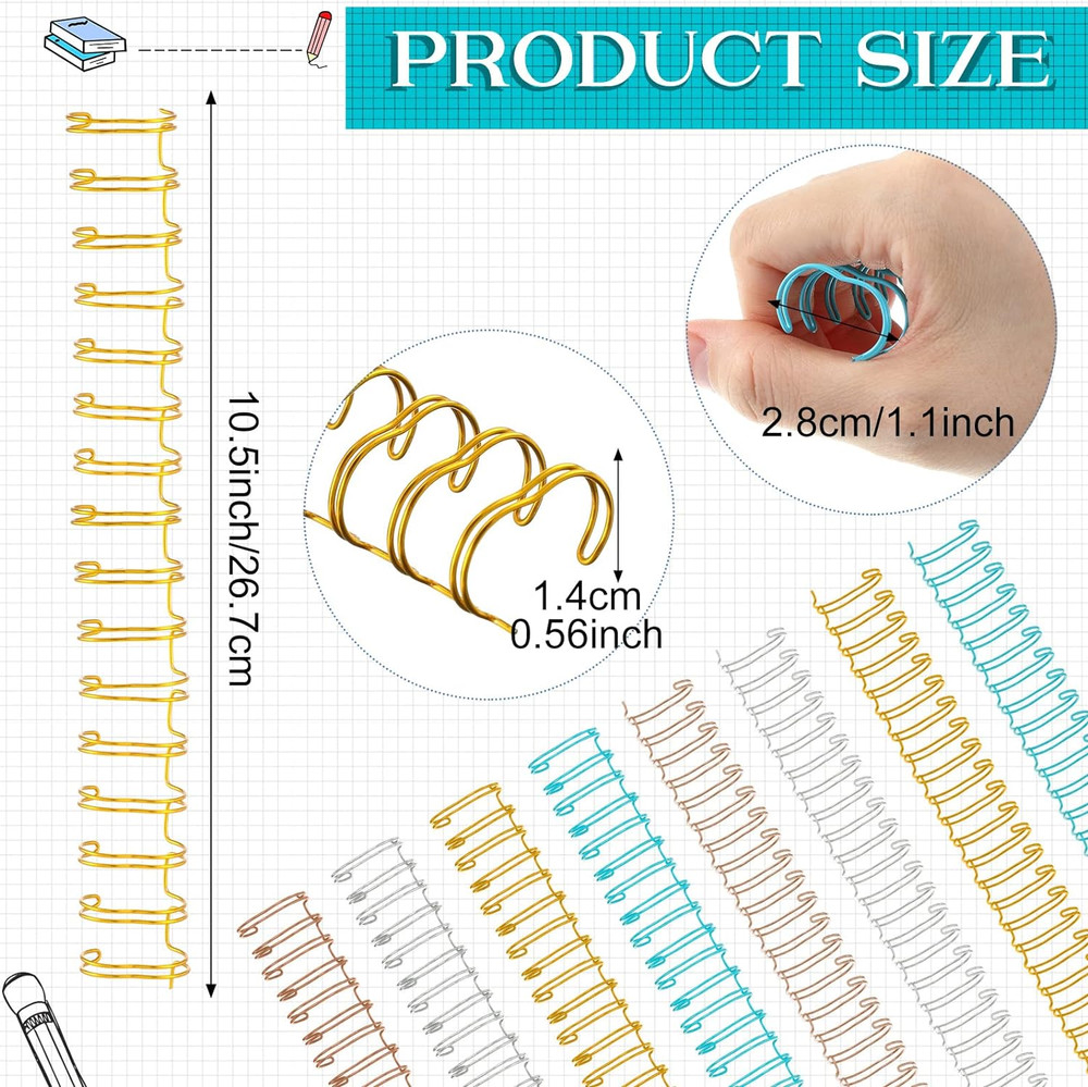 24 Pcs Cinch Wire Binding Wire Twin Binding Spines Twin Loop Spines Double Ring