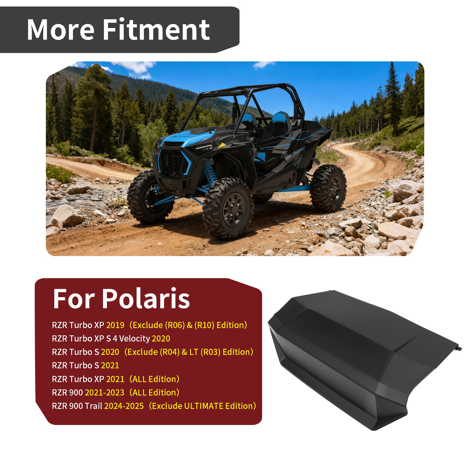 Black Glovebox Storage Lid For Polaris RZR 900 XP 4 Turbo S Trail # 5455451-070