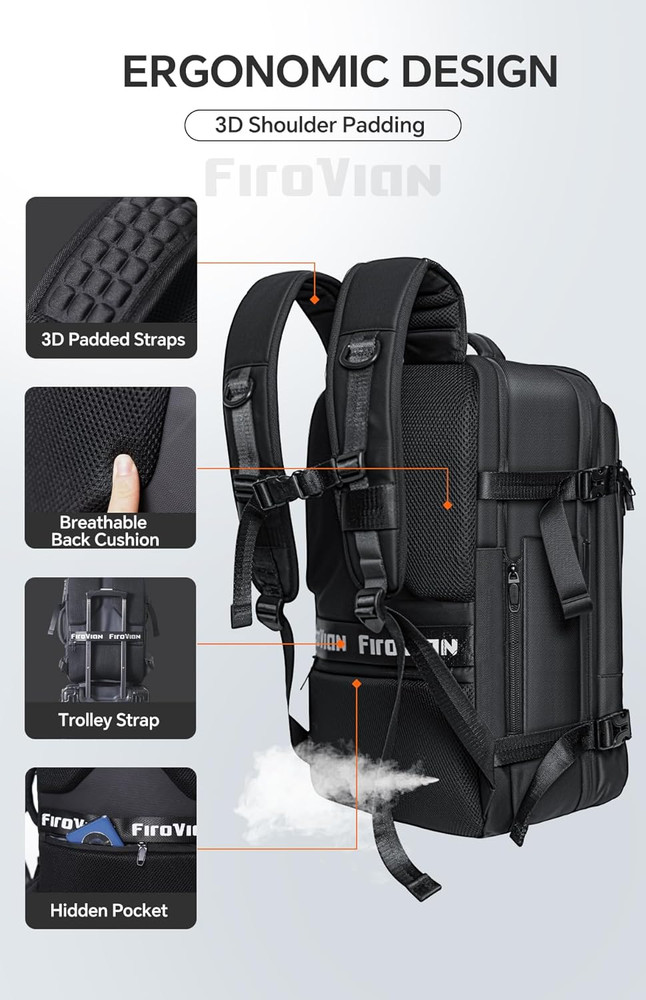 Vacuum Backpack Travel, 70L Expandable Carry on Backpack with Compression System