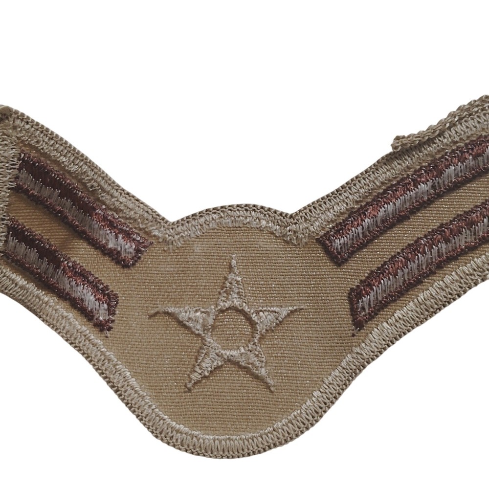 USAF Airman First Class E‑3 Desert Subdued Patch, 4" × 2‑1/2", Embroidered