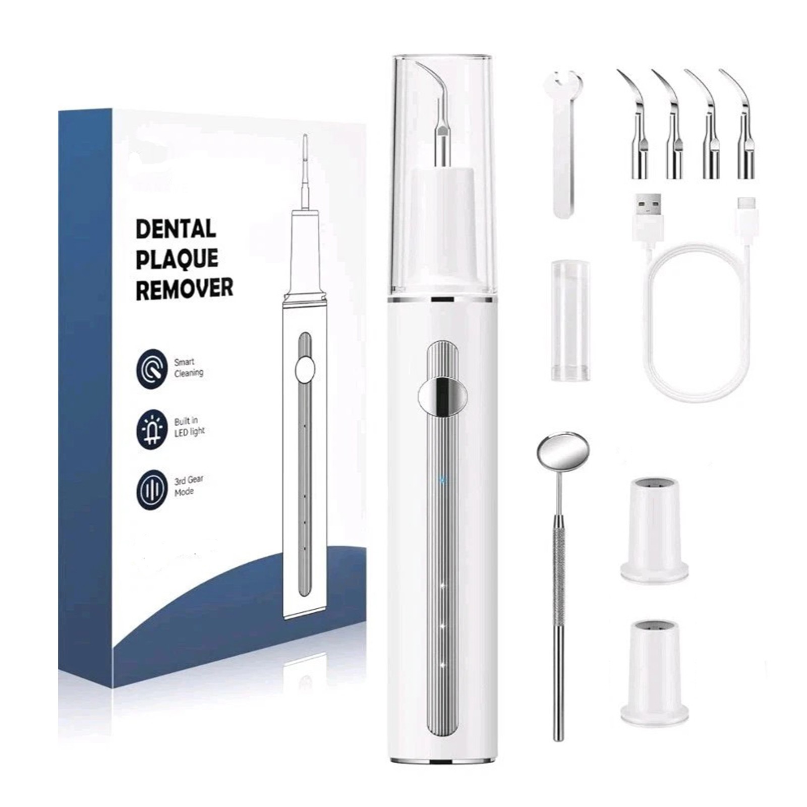 Ultrasonic Tooth Cleaner Tartar Plaque Remover Electric Dental Whiten Kit Scaler