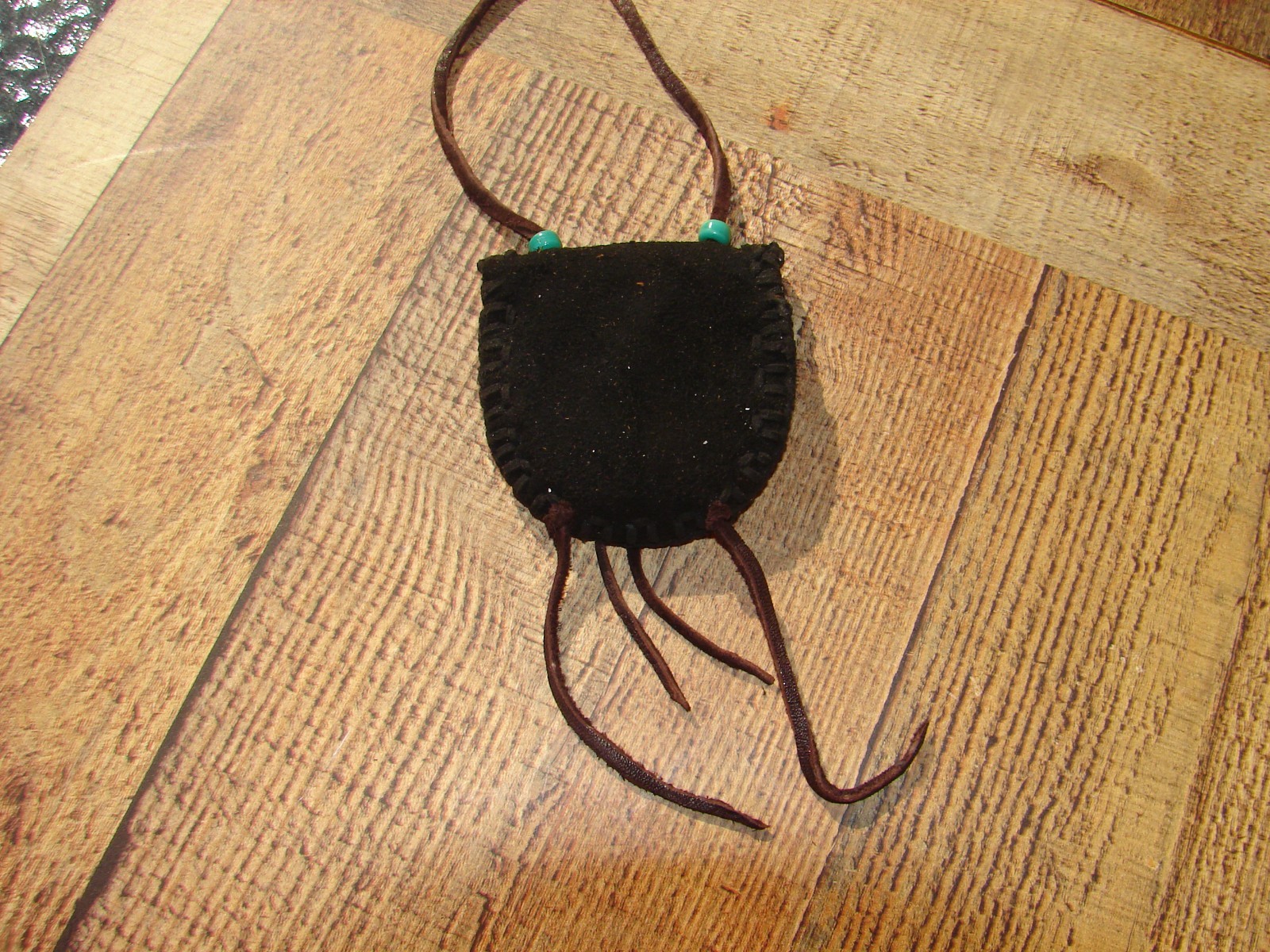 Native American Suede Buffalo Leather Medicine Bag, Shaman, Tribal Pouch, 3.5"