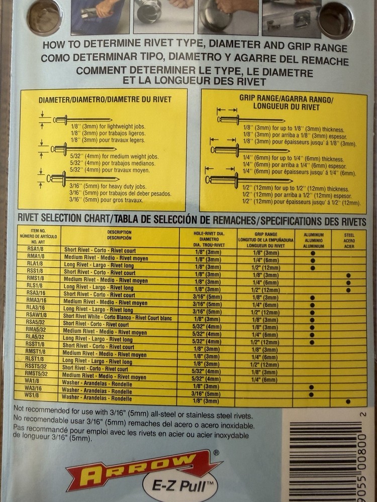 Arrow Rivet Tool E-Z Pull Model RL100