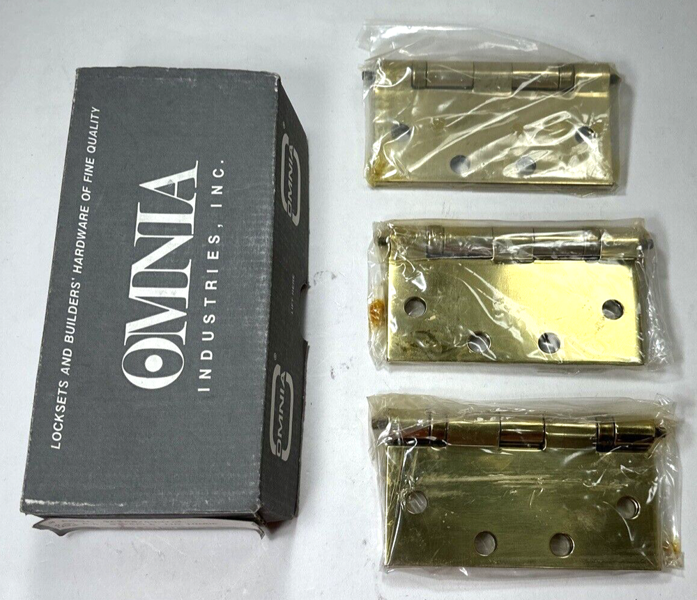New 3 Pcs Omnia 965BB/45ST.3 4.5' BB Steeple Tip Brass Hinge Locksmith