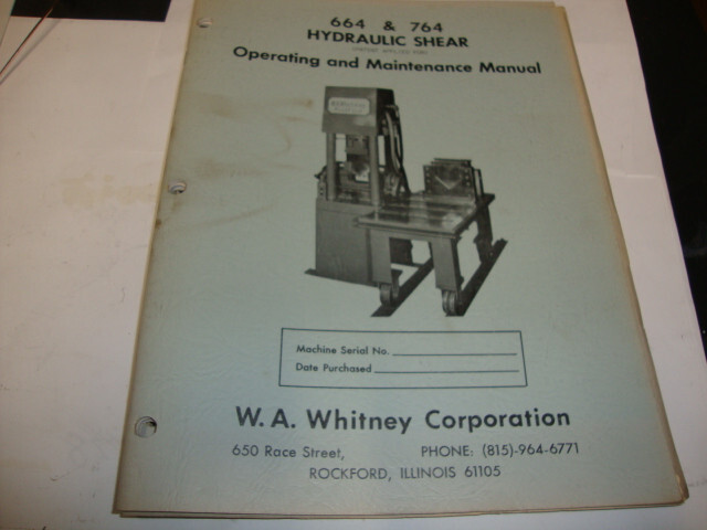 WA WHITNEY 664-764 SHEAR MANUAL