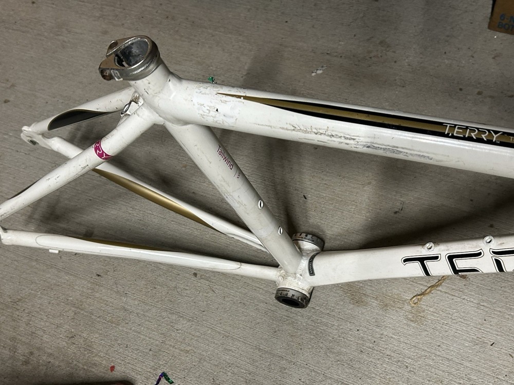 Terry Tailwind White Bicycle Frame. Includes Frame , forks, & Handlebars.