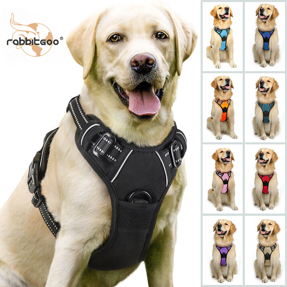 rabbitgoo Dog Harness with 2 Leash Clips No-Pull Reflective Vest for Large Dogs