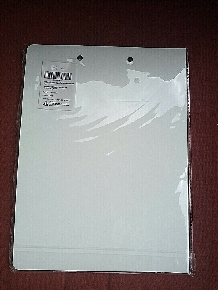 Binditek White Foldable Letter Size A4 file clipboard single metal clip.
