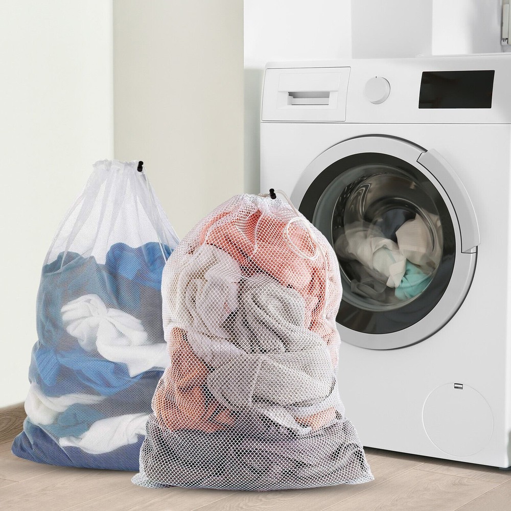 2pcs Heavy Duty Extra Large Mesh Laundry Bag Extra Large Drawstring Laundry Bag