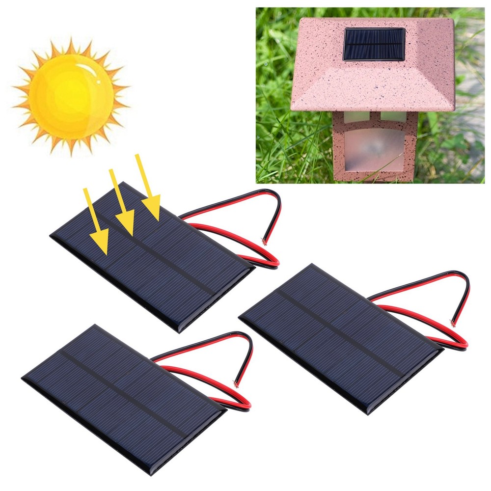 3pcs DC 6V 1W Solar Panel Cell Power Module Solar Panel With 30cm Cable
