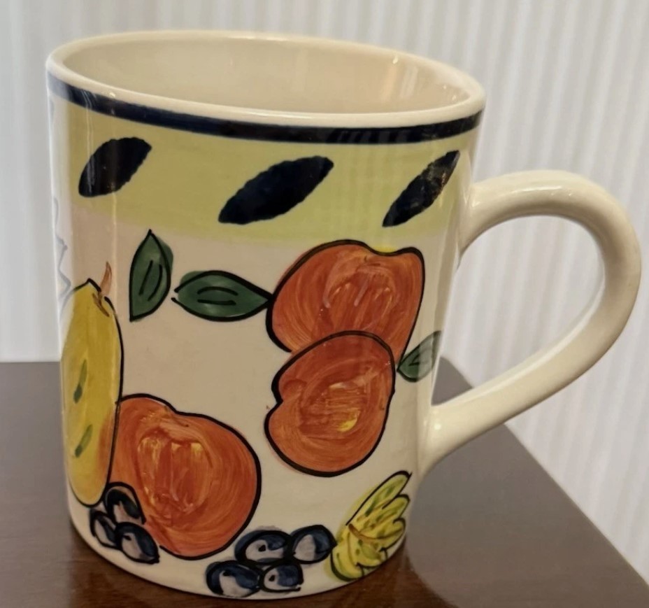 Atico International Unmarked Fruit Pattern 1990’s Coffee Mug