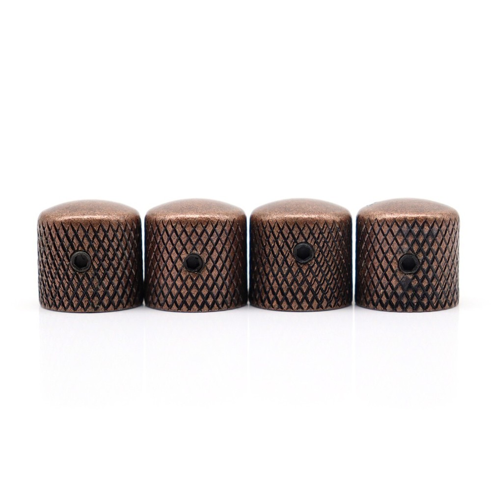 4Pcs Metal/Plastic Guitar Knobs Dome Knobs Volume Tone Control Knobs Red copper
