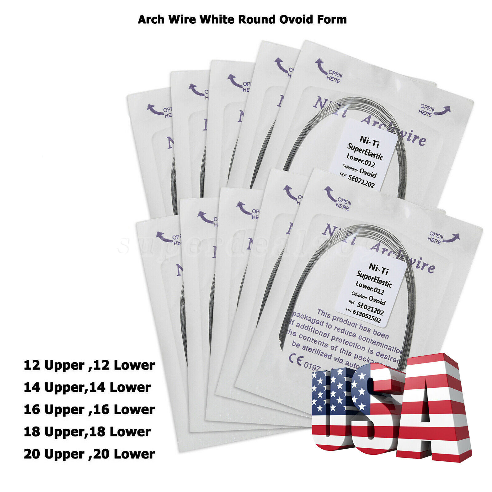 Dental Ortho Super Elastic Niti Arch Wire Round Ovoid Form for Bracket Braces CE