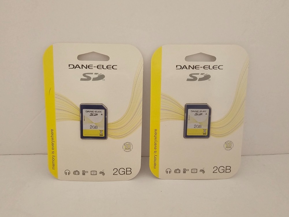 NEW 2 Pack Dane Elec 2GB SD Memory Card for Older Cameras and Electronics SD