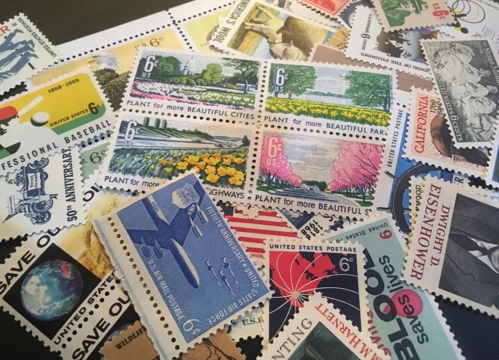 50 MNH OLD and  All Different 6 cent stamps