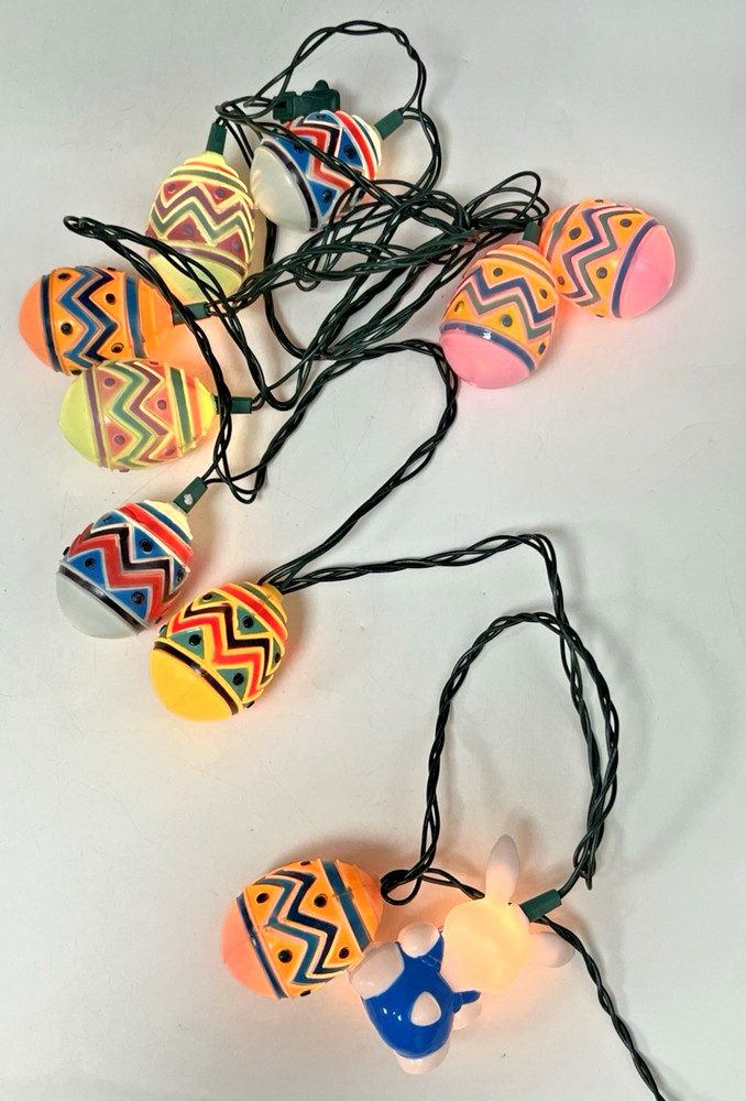 (3) EASTER STRING LIGHTS W/PLASTIC EGG, RABBIT, CARROT COVERS & EXTRAS