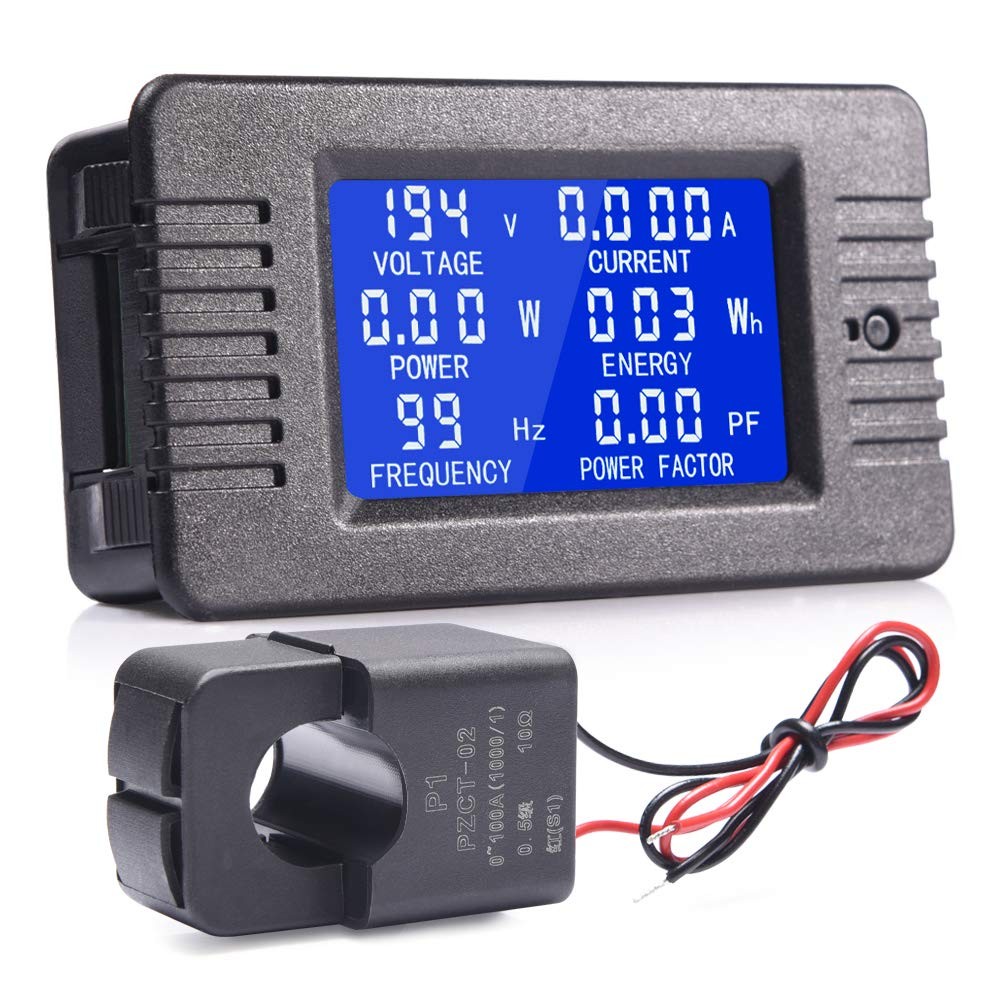 80-260V 100A AC Multi-meter, LCD Display Amp Volt Meter Energy Monitor Panel Kit