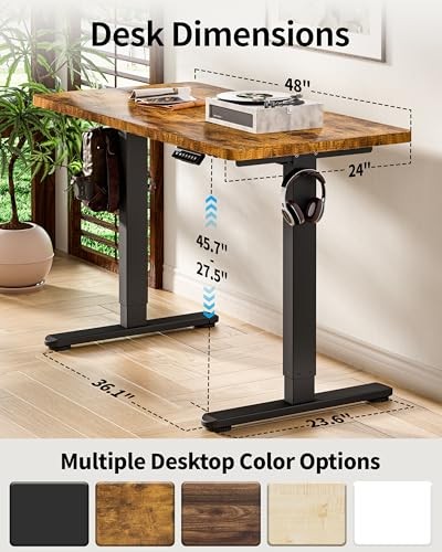 Standing Desk Electric Adjustable Computer Desk-Stand 48*24 Inch Rustic Brown