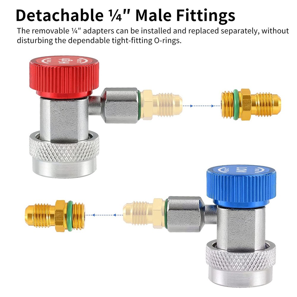 2PCS Quick Coupler Adapter 1/4" SAE High/Low Side Conversion Male Flare