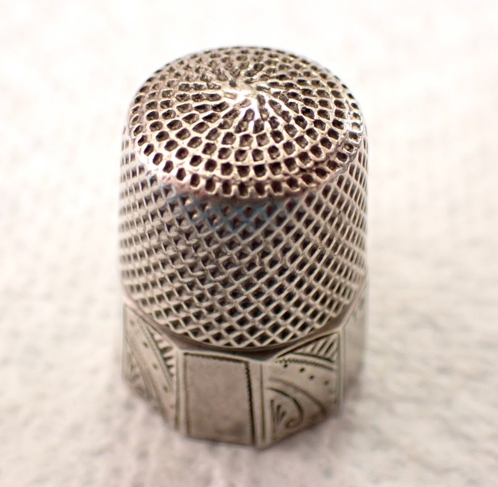 Vintage Sewing Thimble Octagonal Sterling Silver #14 No Punctures 9.3 Grams