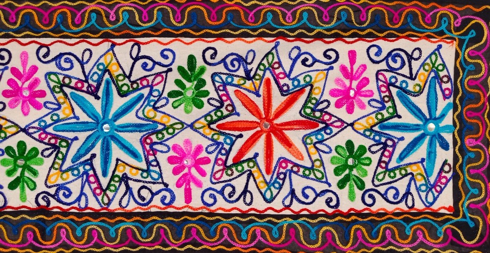 Multicolor Floral Embroidered Table Runner or Wall Hanging, Home Decor, Handmade