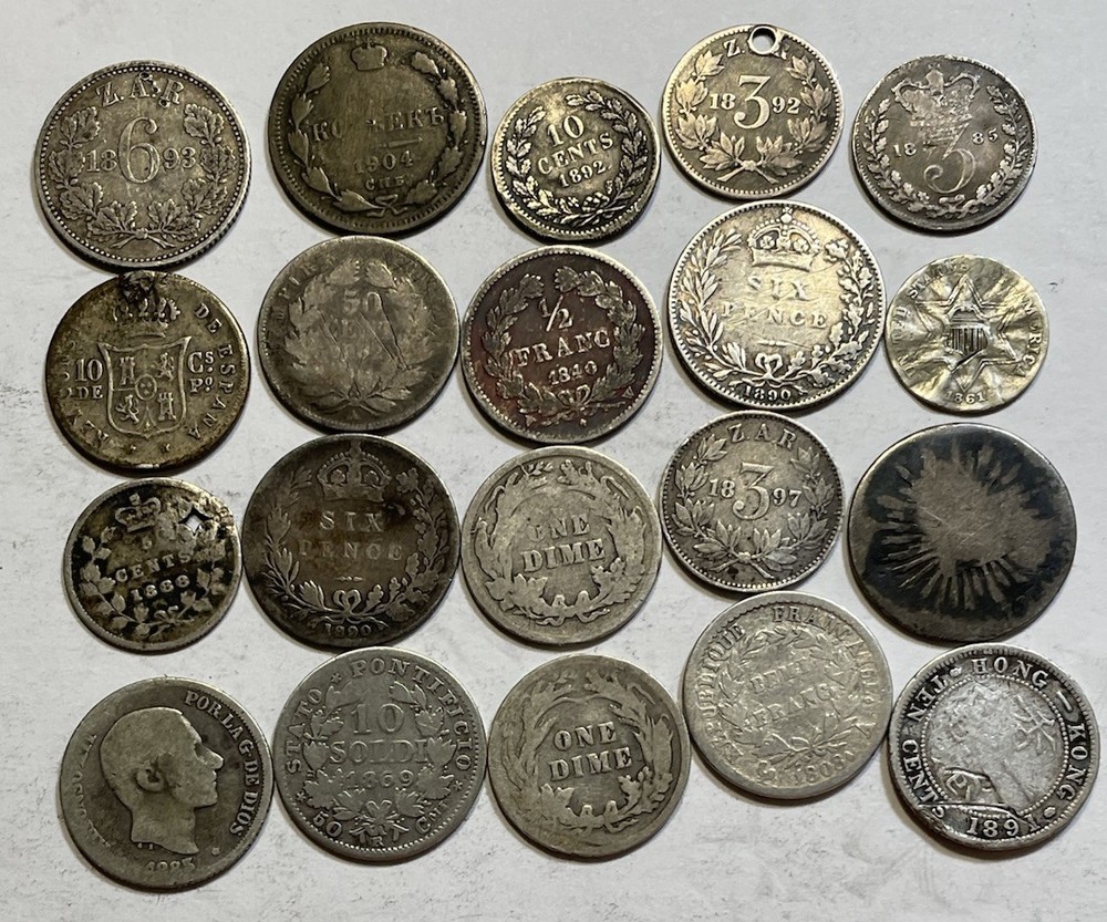 1800’s World Silver Coins - Damaged/Cleaned