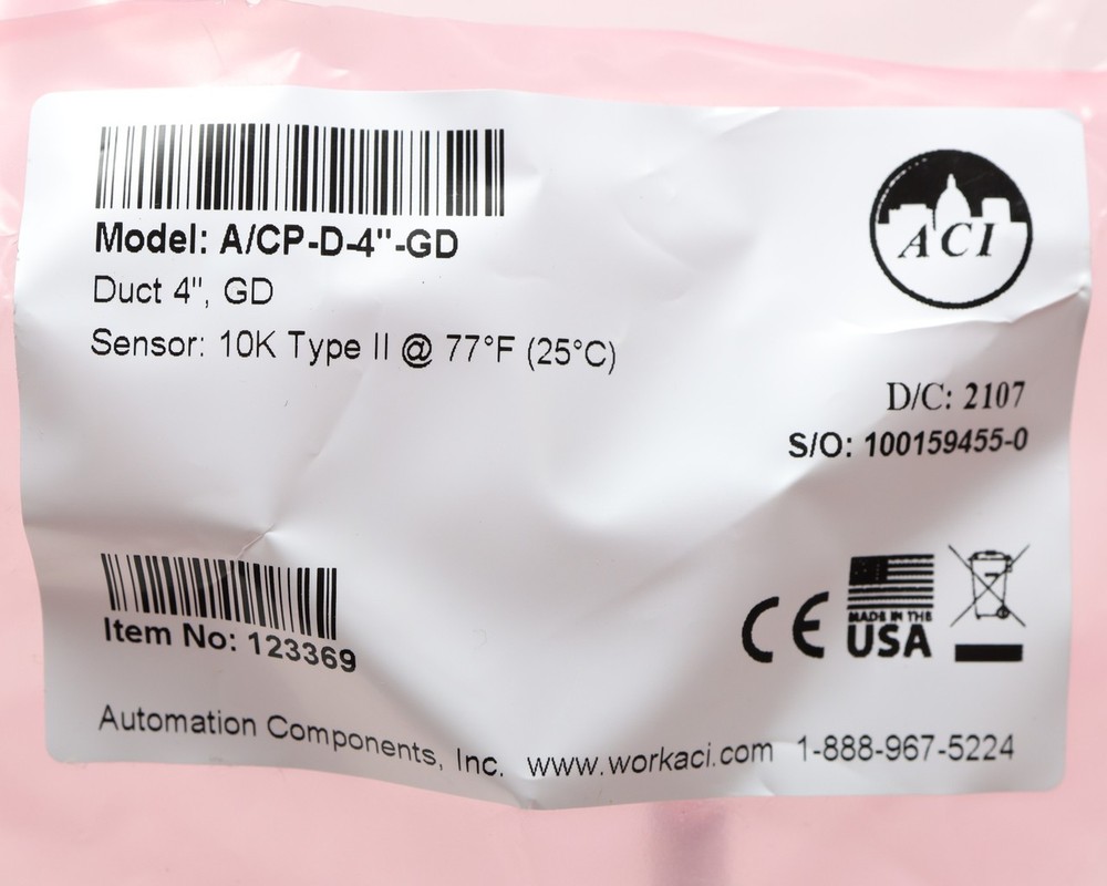 Automation Components A/CP-D-4"-GD Duct Temperature Sensor, 4"