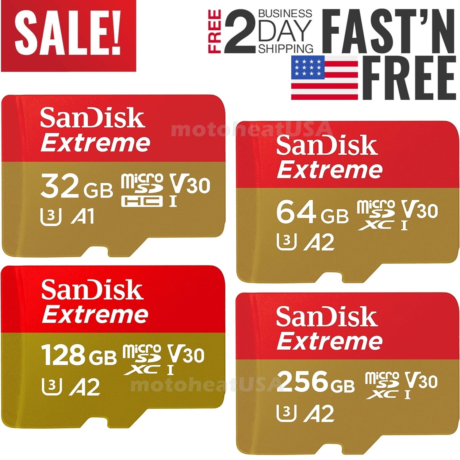 SanDisk Extreme Micro SD Memory Card 32GB 64GB 128GB Class 10 U3 V30 4K UHD HD