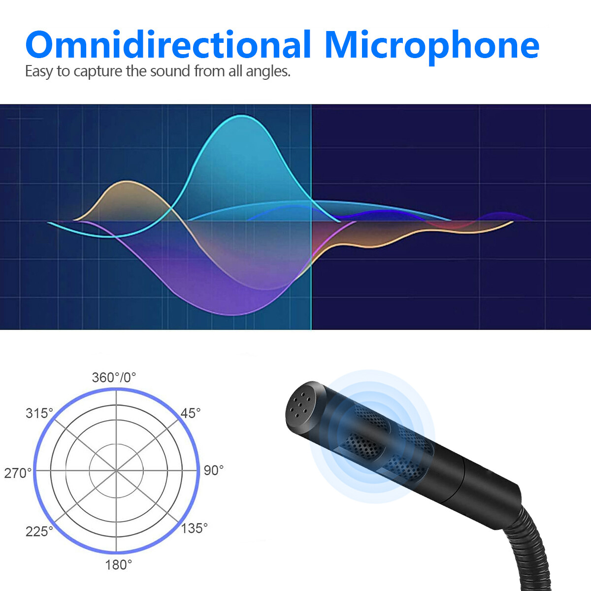 USB Computer Mini Microphone Stand Recording Mic For PC Desktop Laptop