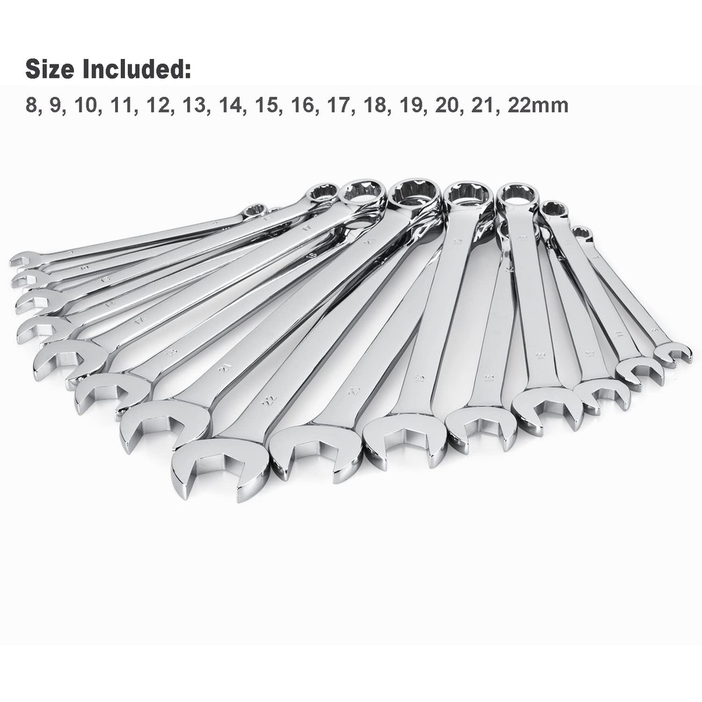 Max Torque 15-Piece Premium Combination Wrench Regular Size Set, Red