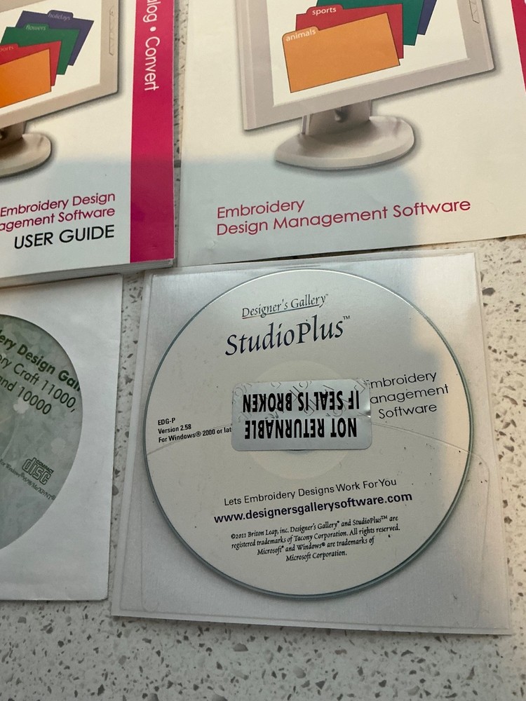 DESIGNER'S GALLERY STUDIO PLUS DESIGN ORGANIZATION MANAGEMENT SOFTWARE EMBROIDER