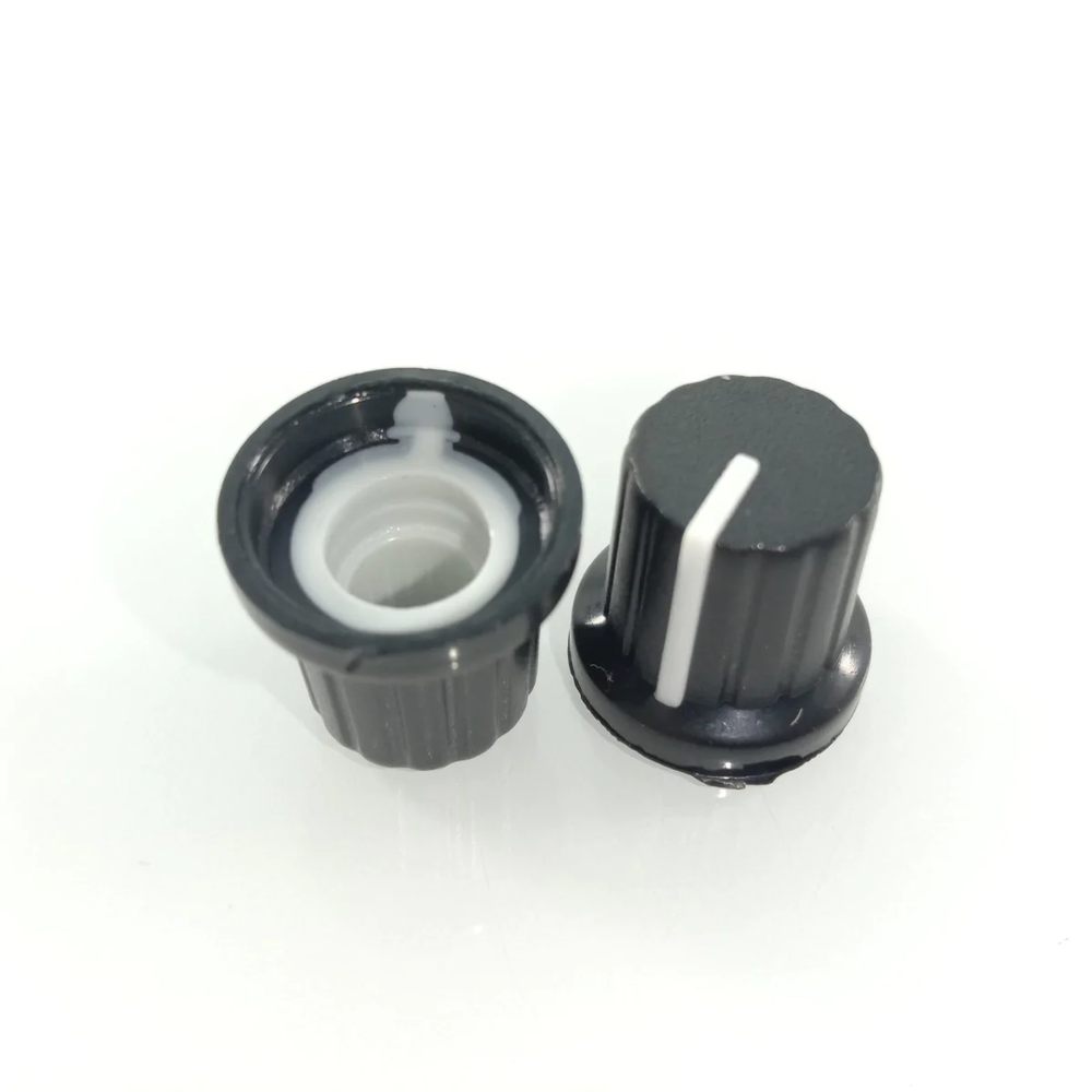 10pcs 6mm Diameter Shaft Hole Plastic Threaded Knurled Potentiometer Knobs Caps