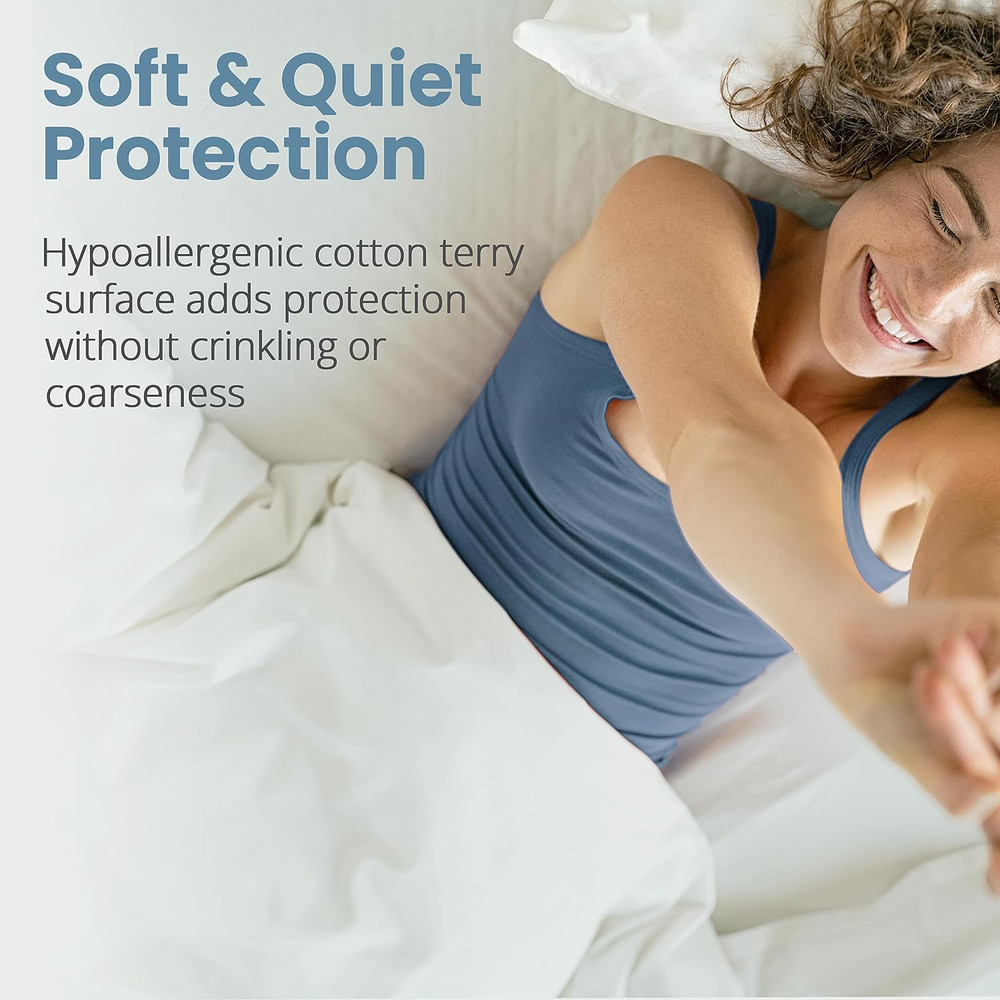 Waterproof Queen Size Mattress Protector - Fitted with Stretchable Pockets - Mac