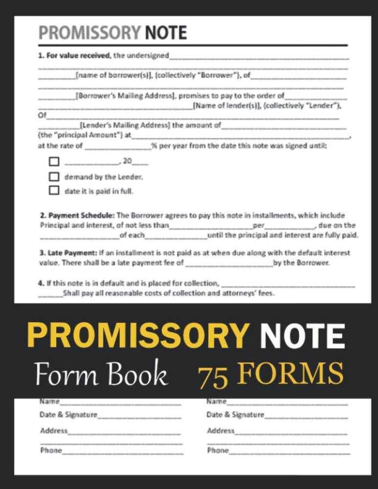 Brand - New - AdrianToler Promissory Note Form Book: 75 Forms | Notes Payable Fo