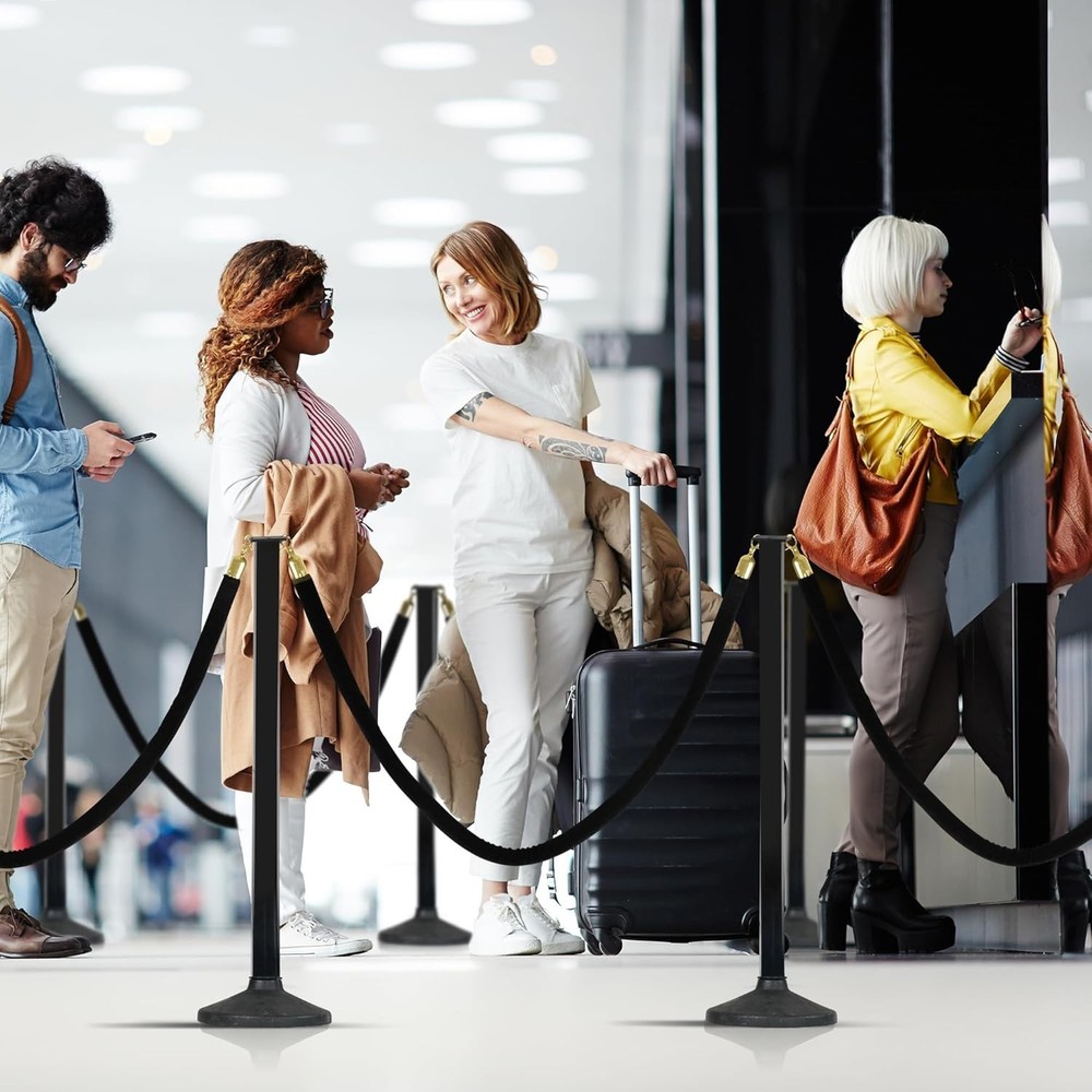 Stanchion Posts with Velvet Rope - Adjustable, Portable Crowd Control Solution