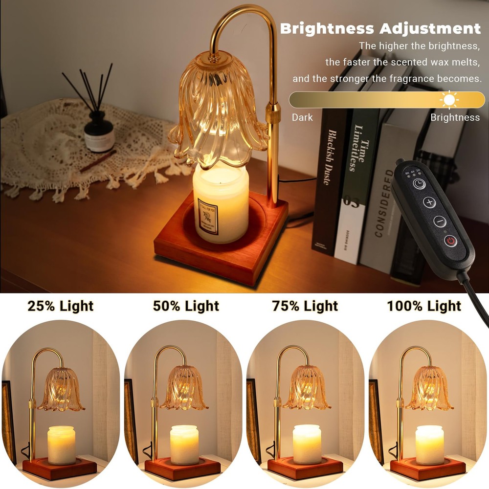 Candle Warmer Lamp, Dimmable Candle Lamp Warmer, Adjustable Height, Timer, Be...