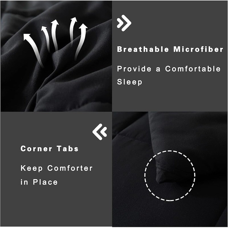 Queen Comforter Set Microfiber Soft Bedding Down Alternative Quilt Box Stitching